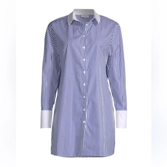 HARSHMAN Justine Stripe Cotton Tunic Dress In Navy Stripes 2X - Picture 3 of 3